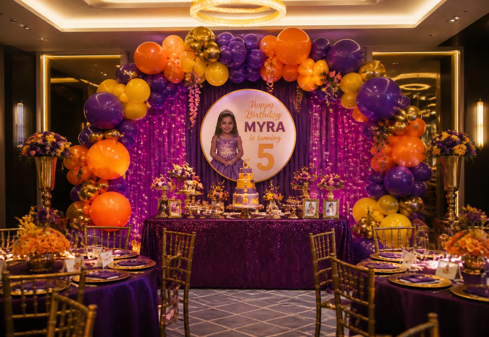 Luxury indoor birthday celebration setup